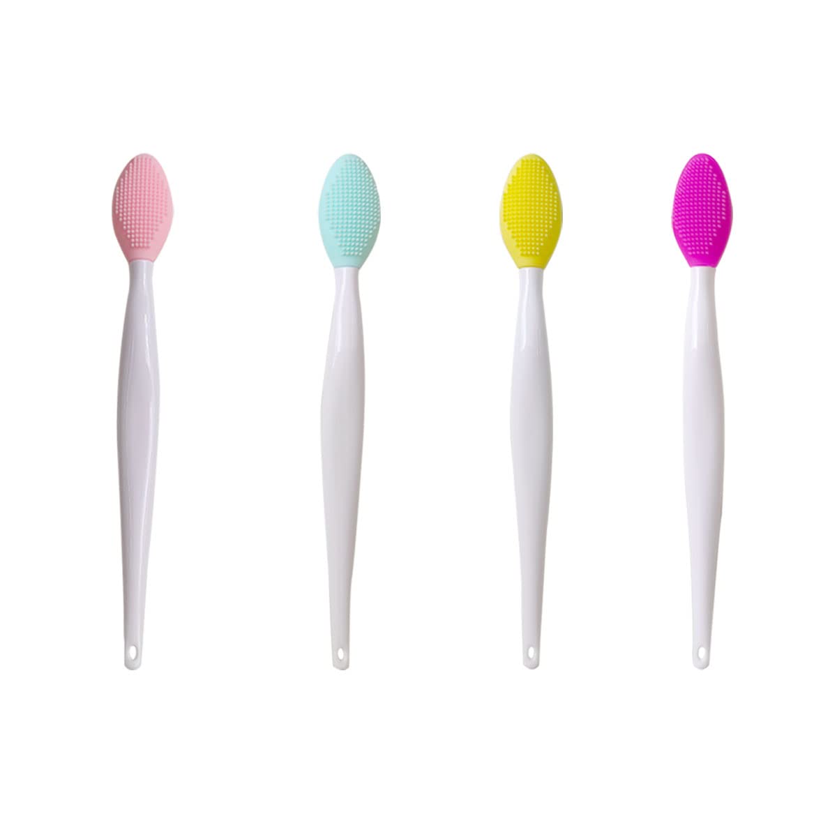 4 PCS Lip Scrub Brush,Double-Sided Silicone Exfoliating Lip Brush Exfoliating Brush for Men Wome Double-sided Soft Lip Brush for Smoother and Fuller