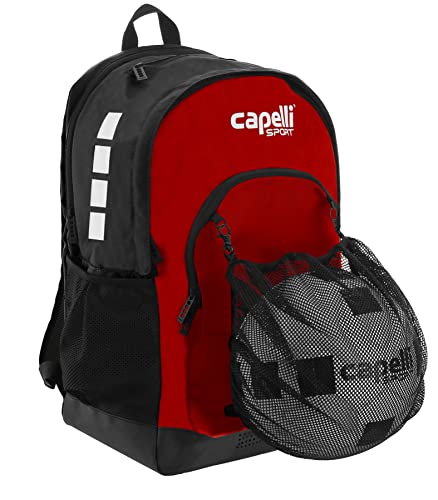 Capelli Sport 19 Inch Laptop Backpack, Gym Travel Bag with Computer Sleeve, Black/Red