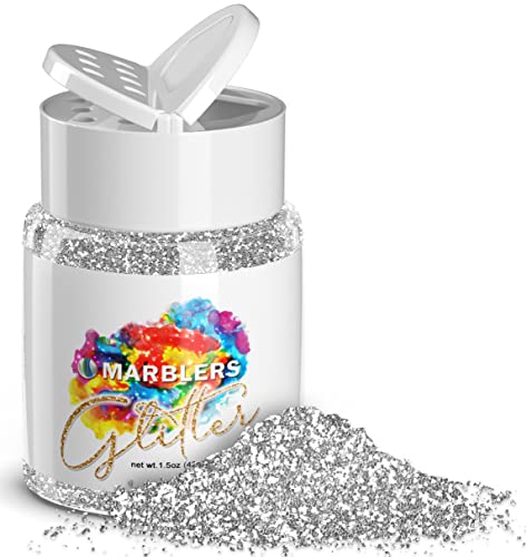 MARBLERS Twinkle Glitter [Silver] 1.5oz (42g) | Fine | Non-Toxic, Vegan, Cruelty-Free | Face, Body, Eyeshadow, Hair, Festival, Party Makeup | Nail