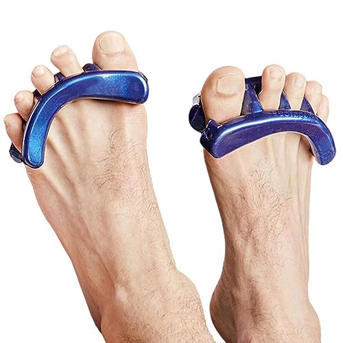 Original Yoga Toes for Men: Gel Toe Separators & Stretchers in Metallic Blue. Stop Foot Pain & Boost Athletic Performance! (Large)