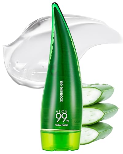 Holika Holika Aloe 99% Soothing Gel, 8.5 Ounce, 250ml - No Sticky 99% Aloe Vera Sunburn Relief - Moisturizing, Fast Absorbing for Face, Skin