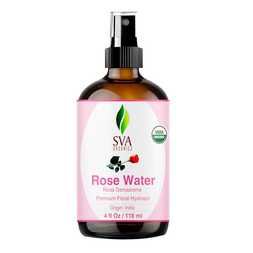 SVA ORGANICS Rose Water 4oz (118 ml) Refreshing Rose Water Spray for Skin Care, Skin Hydration, Bath, Soaps, Haircare & Aromatherapy