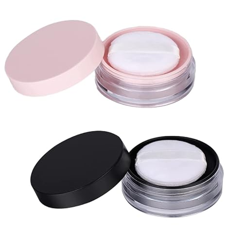 HLLMX 2 PCS Empty Loose Powder Container 10g Reusable Loose Powder Compact Case Make Compact Container DIY Makeup Powder Case with Sponge Powder