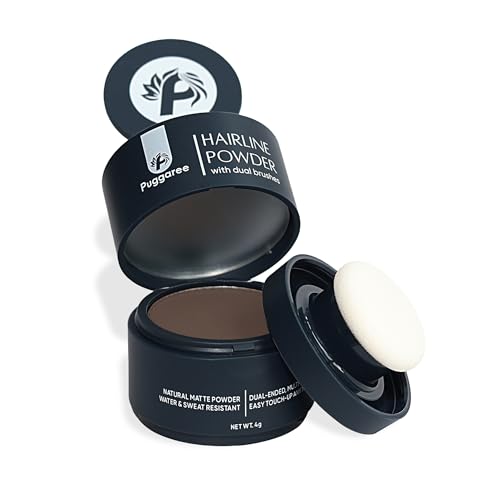 Puggaree Hairline Powder - Root Touch Up Hair Color for Gray Coverage, Bald Spot Concealer Hair Powder for Women & Men, Long-Lasting Root Cover