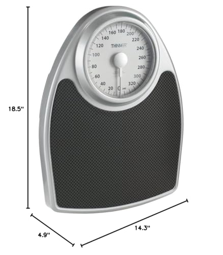 Thinner by Conair Scale for Body Weight, Analog Bathroom Scale in Black