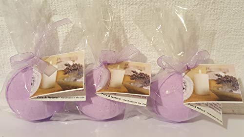Spa Pure Lavender Chamomile Fizzies: 3 Lavender Chamomile Luxury Bath Bombs, XL, Handmade in The USA with Shea and Cocoa Butter, Individually Hand…