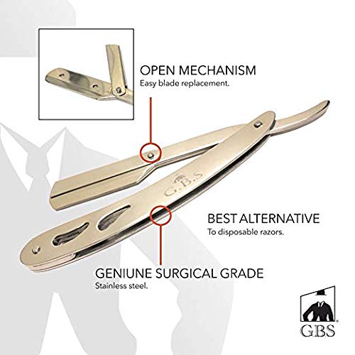 G.B.S Beard Care Razor kit, Beard Oil, Beard Brush, Sandalwood Beard Balm, Barber Scissors, Dressing Comb, MCT Mustache Comb and Razor Shavette Blades
