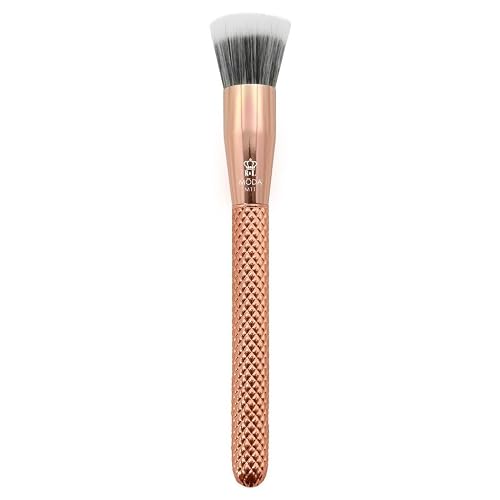 MODA Metallics Stippler Makeup Brush - Duo-Fiber Face Brush for Airbrushed Foundation, Blush & Highlighter