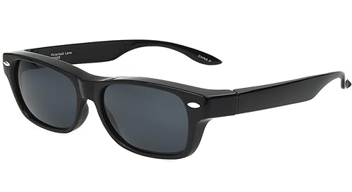 Solar Shield Dioptics Solar shield Fits over Sunglasses (FO-056) UnisexWay shape Black glossy frame,Smoke lenses 54 mm,Gray,SS FO-056