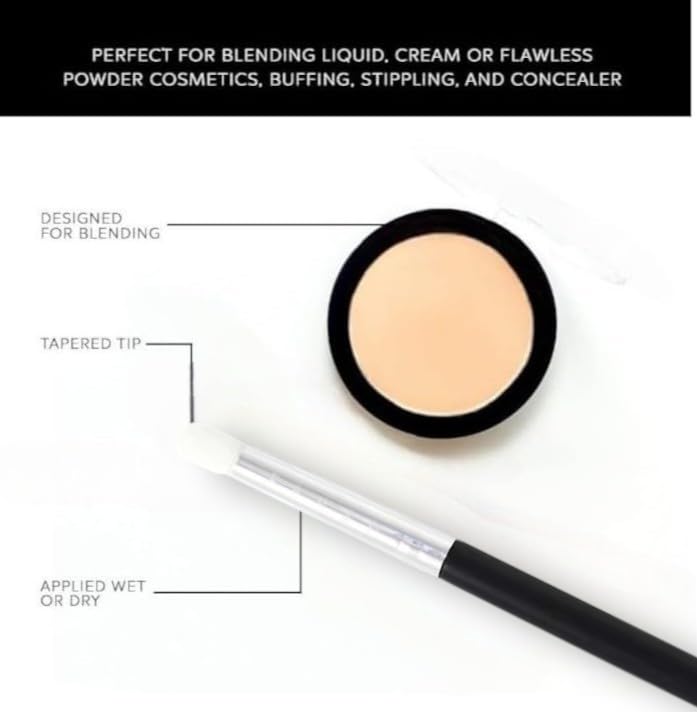 F.A.R.A.H Mini Crease Brush - Precision Eye Brush for Blending Powders & Creams - Soft Vegan Bristles - Brass Ferrule & Wooden Handle