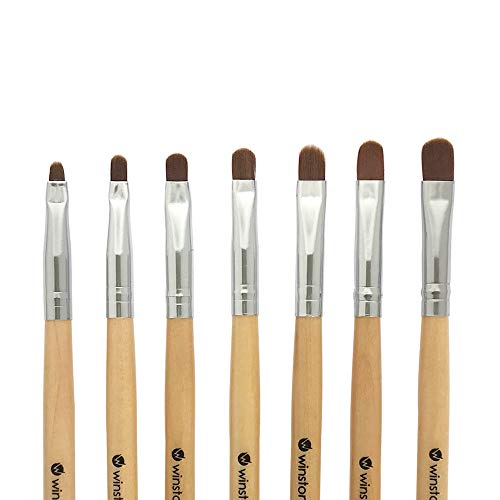 Winstonia 7pcs Gel Nail Brush Set for Nail Tips Builder & Overlay, Sculpting, Poly Gel, and Extensions. Oval Size Brushes Manicure Painting Pen