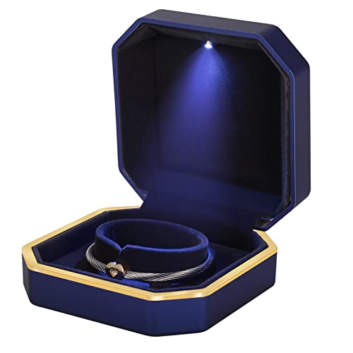 Joy.Box Luxury Bracelet Box, Velvet Jewelry Bangle Box Storage Case Organizer Holder with LED light for Jewelry Display Proposal Engagement Wedding…