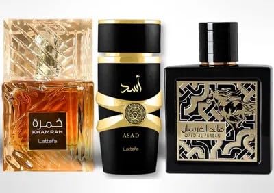 Lattafa Perfume Bundle - Khamrah + Asad + Qaed Al Fursan Eau de Parfum for Men - 3 x 100ml Long-Lasting Fragrances Gift Set