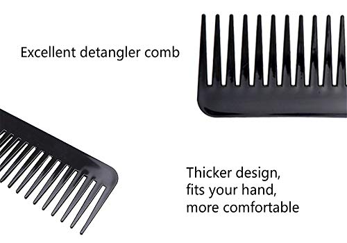 NuAngela Wide Tooth Hair Comb No Static, Detangling Styling Comb For Thick Long Curly Hair, No Handle Round Teeth, Reduce Hair Loss&Breakages, Shower