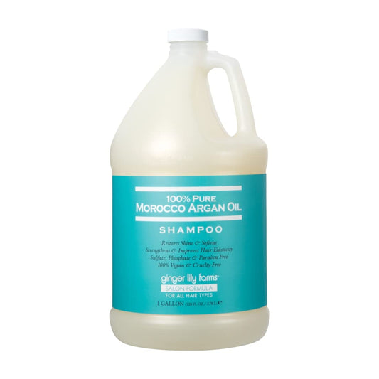 Ginger Lily Farms Salon Formula 100% Pure Morocco Argan Oil Shampoo for All Hair Types, 100% Vegan & Cruelty-Free, 1 Gallon, 128 Fl Oz (Pack of 1)