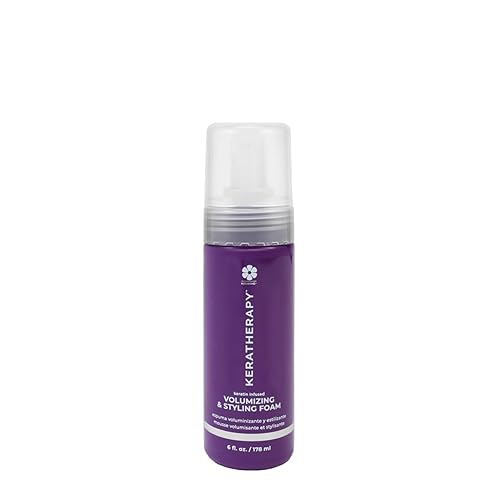 KERATHERAPY Keratin Infused Volumizing Nourishing Styling Foam, 6 fl. oz., 178 ml - Hair Styling Foam with Sunflower Oil, Linseed Oil, & Olive Fruit