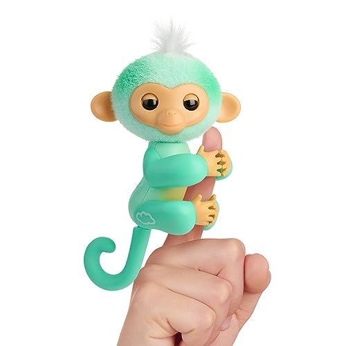 Fingerlings 2023 NEW Interactive Baby Monkey Reacts to Touch - 70+ Sounds & Reactions - Ava (Teal)