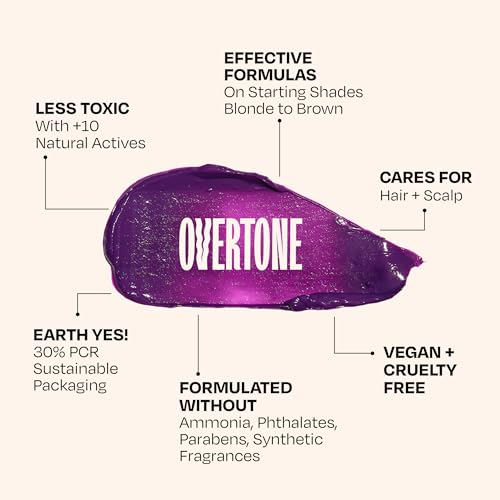 Overtone Daily Color Depositing Conditioner 8oz – Extreme Purple Vivid Violet, Refresh & Prevent Fading, Vegan, Cruelty-Free, with Shea & Coconut
