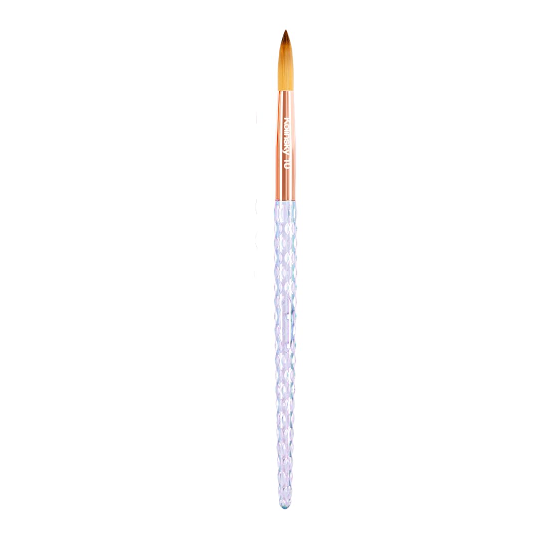 Kiara Sky Acrylic Brush #10 - Clear | 100% Pure Kolinsky | Crystal Cut Handle and Acetone Resistant