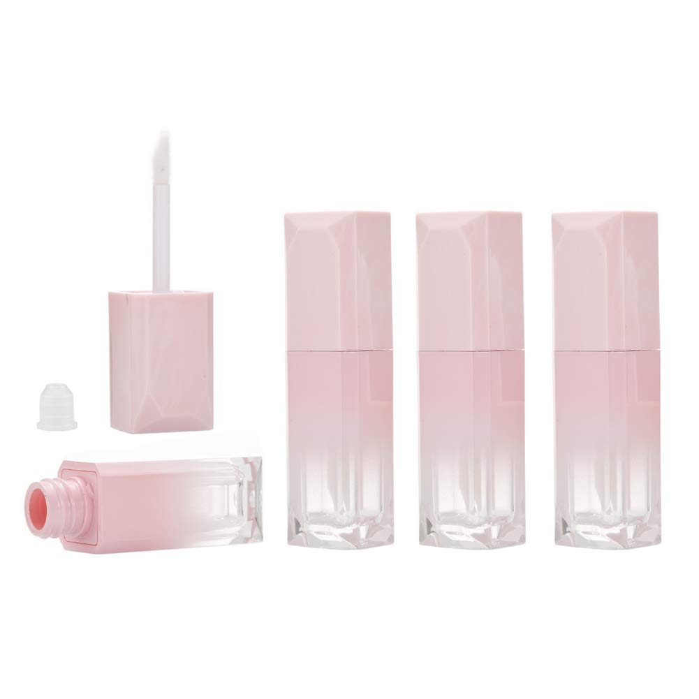 Healthcom 10Pcs 5ml Gradient Pink Empty Lip Gloss Tubes Plastic Mini Refillable Lip Balm Lipstick Bottle Lip Glaze Tube with Wand Travel Pipe Vials