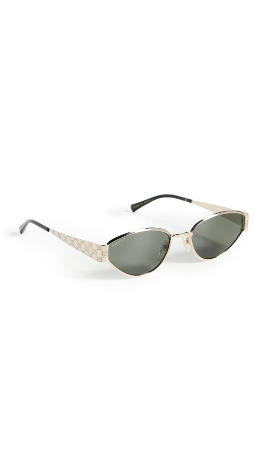 Gucci Women's Cat Eye Sunglasses, Gold-Gold-Grey, One Size