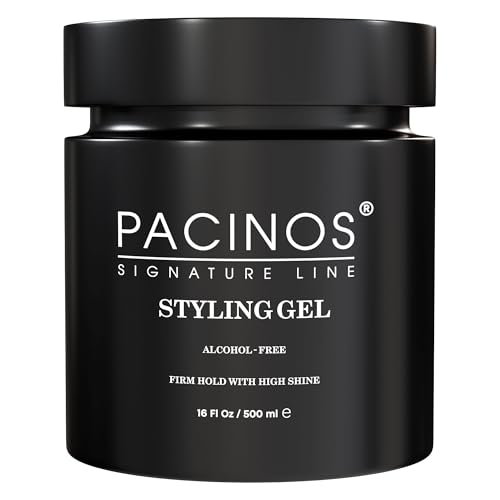 Pacinos Hair Gel for Men - Firm Hold with Flexible Styling - High Shine Wet Look Finish - Easy to Rinse Water Based Formula - No Flakes - Suits All