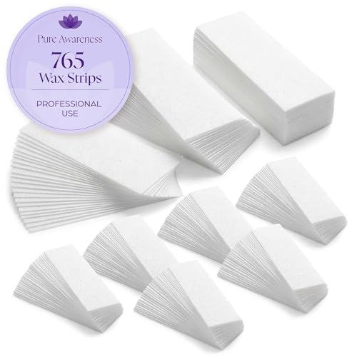 765 Professional Wax Strips for Waxing - Tear-Resistant Fabric Hair Removal Strips - 225 Large & 540 Small - Reusable for Warm Wax & Sugar Paste Beauty and Personal Care PURE AWARENESS Default Title