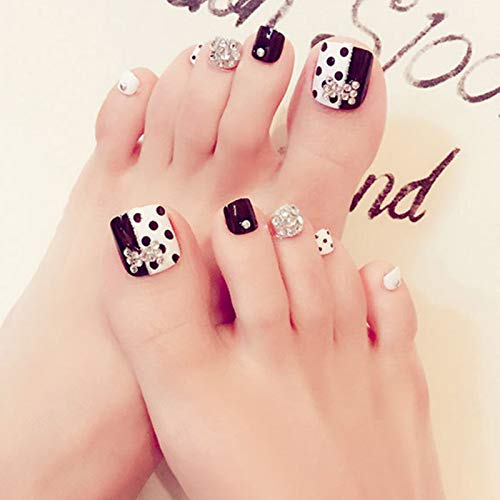 YIMART 500Pcs Fake Toenail Tips Set Nail Art Toe Decoration Full Cover False Toe Nail Tips for DIY Salon Foot Manicure Sticker Tools (White With Box)