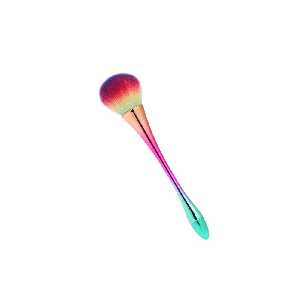 Nail Brushes Nail Art Dust Remover Brush, Aluminum Handle Soft Nail Dust Cleaning Brush Acrylic UV Gel Powder Removal Manicure Tool (Rainbow)