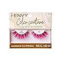 iENVY False Eyelashes Real Mink Color Couture Full Colored Lashes Maximum Fluffiness and Volume Fake Eyelashes (Pink)