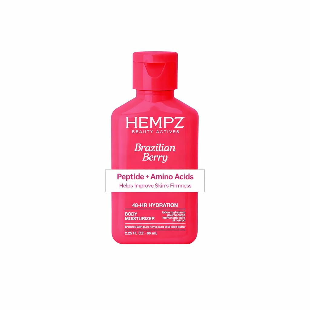 Hempz Mini Brazilian Berry Beauty Actives Lotion, Hydrating Moisturizer for Body, Hands and Feet 2.25 oz.