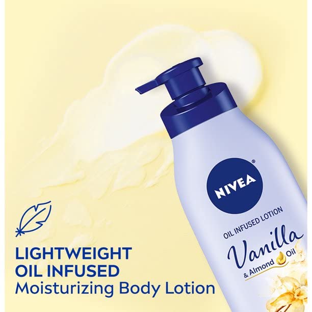 NIVEA Lotion Oil-Infused Vanilla/Almond Oil 16.9 Ounce Pump (500ml) (2 Pack)