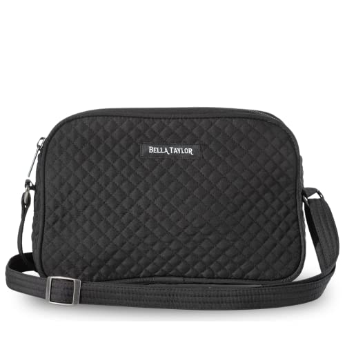 Bella Taylor Simple Crossbody Purse for Women, Small Shoulder Handbag, Quilted Vintage Black Microfiber