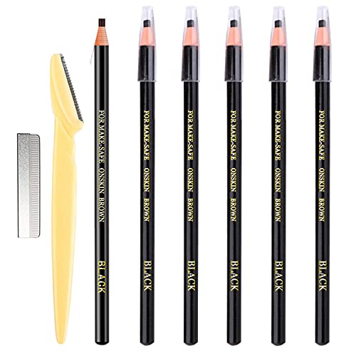 6 Piece Black Colour Waterproof Eyebrows Pencil Tattoo Makeup And Microblading Supplies Kit-Permanent Eye Brow Liners In Waterproof Eyebrow Pencils