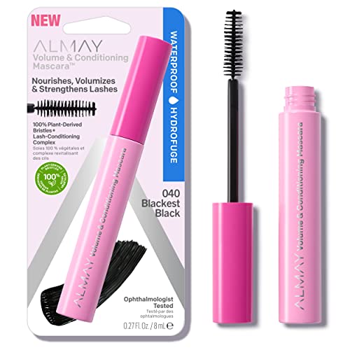 Almay Volume & Conditioning Mascara, Hydrating All Day Wear, 40 Blackest Black Waterproof, 0.27 fl oz