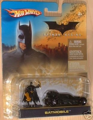 Mattel Hot Wheels 2005 1:64 Scale Batman Begins Black Mini Batmobile and Figure Die Cast Car Gift Set