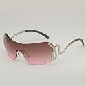 One-piece Metal Frameless Sunglasses With Personalized Snake Design Fashionable Sunglasses For Men and Women (Silver Frame Gray Powder Flake)