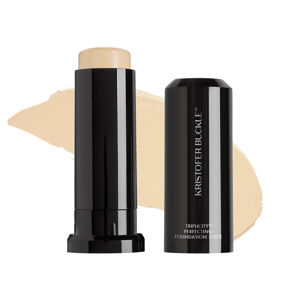 KRISTOFER BUCKLE Triplicity® Perfecting Foundation Stick, 0.4 oz. | Primes Skin, Provides Buildable Coverage & Has A Soft Focus Effect | Fair (Warm)