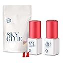 2 Bottles Sky Glue S+ for Eyelash Extension 5ml - Powerful Strong Professional Black Bonding Adhesive for Lash Extensions / 1-2s Fast Drying / 6-8
