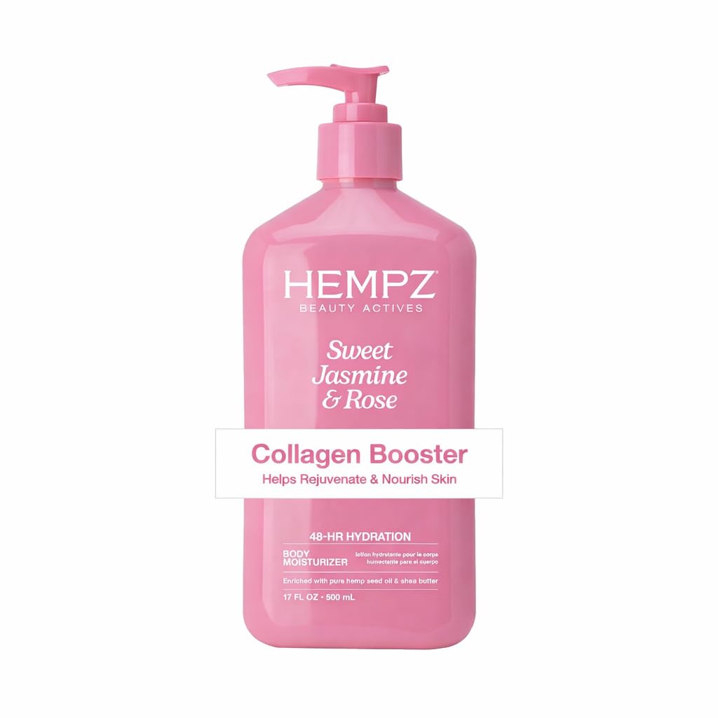 Hempz Sweet Jasmine & Rose Herbal Body Moisturizer for Women, 17 Fl. oz. - Moisturizing Lotion with 100% Pure Hemp Seed Oil, Collagen, Shea Butter