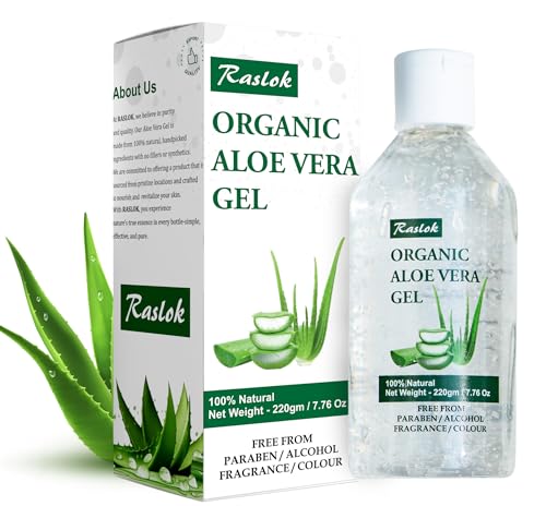 Raslok Aloe Vera Gel | 99% Pure Natural Aloe Gel For Moisturizing Face Skin & Hair Care,Durable Moisturizing Hydrating Soothing, Non-Sticky (7.7 OZ) Beauty and Personal Care Raslok Default Title