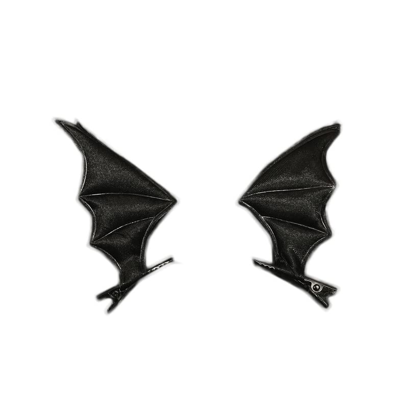 Red Devil Horn Hairpin Halloween Black Bat Hair Clips for Halloween Festive JHH33 (Black-Red Bat Wing)