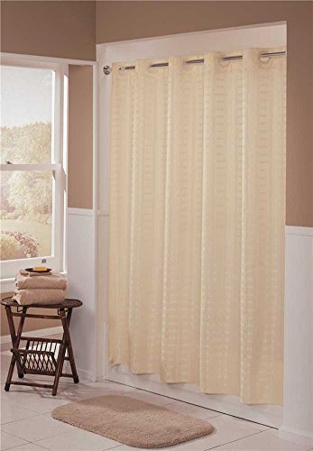 Shower Curtain, Polyester, Beige, 71 in W, 74 in L