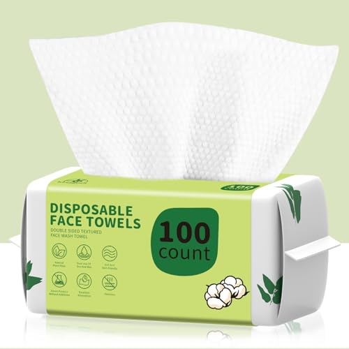 Disposable Face Towels 100 Count, Biodegradable Ultra Soft & Thick Facial Towels for Sensitive Skin, Lint-Free Makeup Remover Dry Wipes, Multi-Purpose Beauty and Personal Care KeeiZoes Default Title