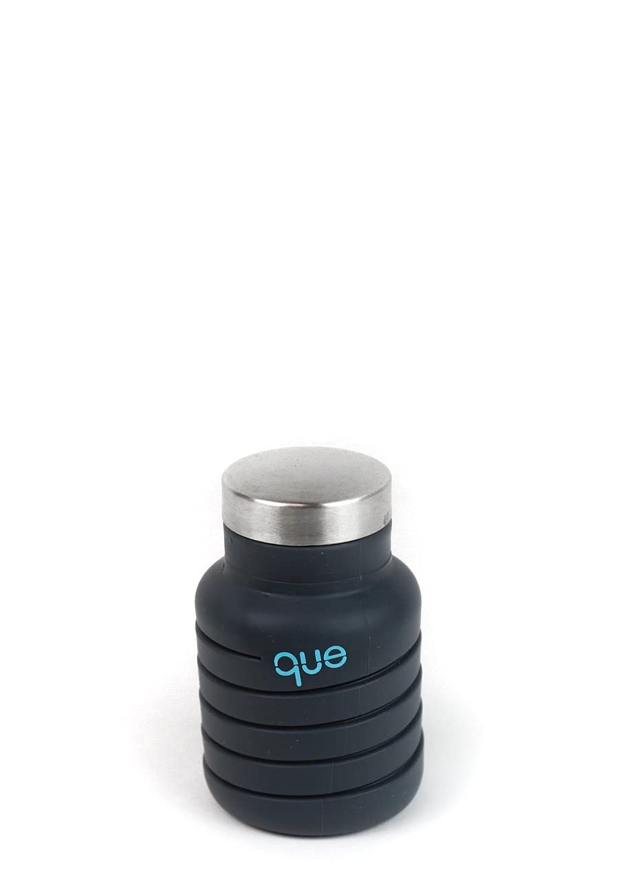 que Bottle - Fashionable & Collapsible 12oz Water Bottle (Metallic Charcoal)