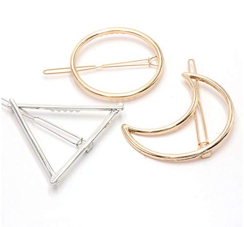 Drayas Minimalism Style Hair Clip for Women?Metal Hair Clips Geometric Patterns Hair Barrettes, Leaf Bowknot Hollow Round Triangle Moon hollow Hair