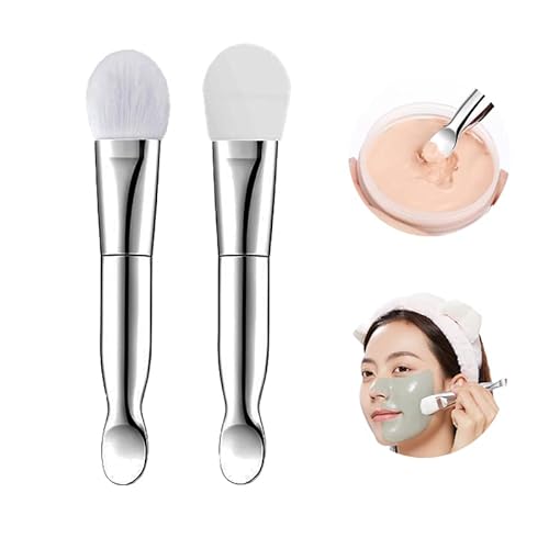 Face Mask Brush 2Pcs, Jrsoul He Face Mask Applicator Double-Ended, Suitable For Mud, Clay, Charcoal Mix Mask, Soft Makeup Beauty Brush Tool