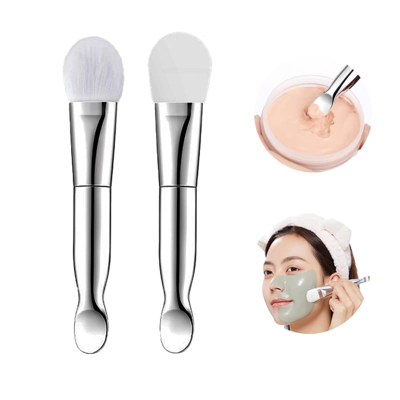 Face Mask Brush 2Pcs, Jrsoul He Face Mask Applicator Double-Ended, Suitable For Mud, Clay, Charcoal Mix Mask, Soft Makeup Beauty Brush Tool
