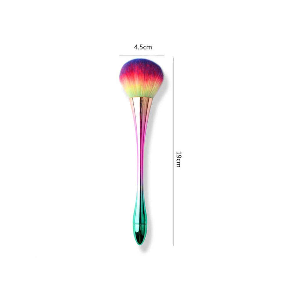Nail Brushes Nail Art Dust Remover Brush, Aluminum Handle Soft Nail Dust Cleaning Brush Acrylic UV Gel Powder Removal Manicure Tool (Rainbow)