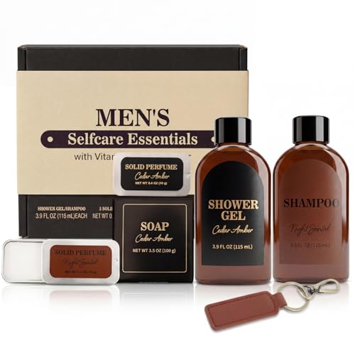 Gifts for Men 6 Pcs Cedar & Sandal Mens Gifts Set with Shampoo, Body Wash, Soap, Self Care Bath Set, Christmas Birthday Fathers Day Gift Box for Him Beauty & Personal Care BODY & EARTH